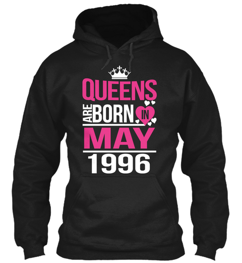 Queens Are Born In May 1996 Black T-Shirt Front