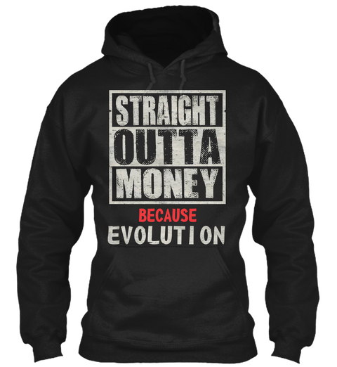 Evolution   Hoodie   T Shirt Black T-Shirt Front