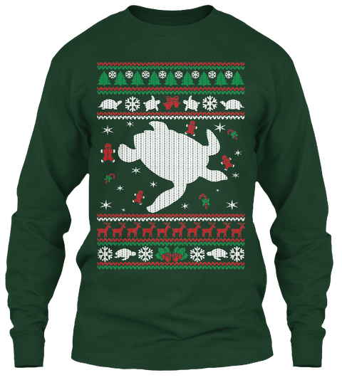 Turtle Ugly Christmas Forest Green T-Shirt Front