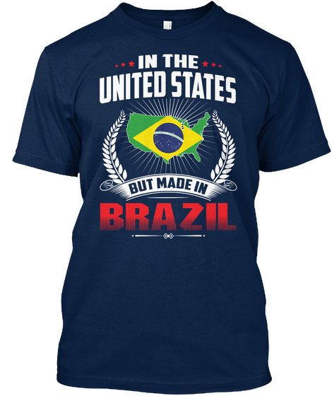 In The United States But Made In Brazil Navy áo T-Shirt Front