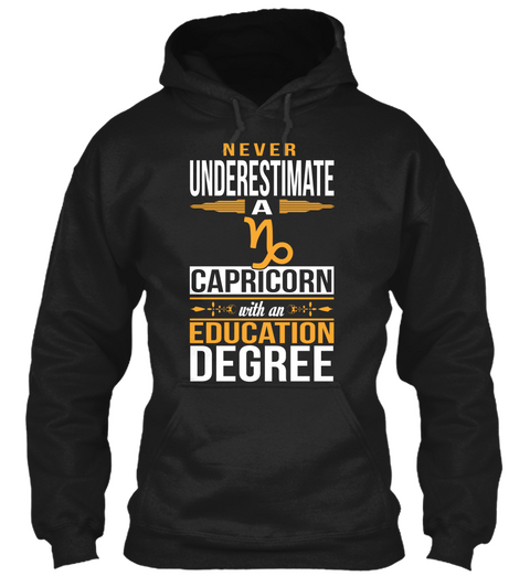 Never Underestimate A Capricorn With An Education Degree Black áo T-Shirt Front