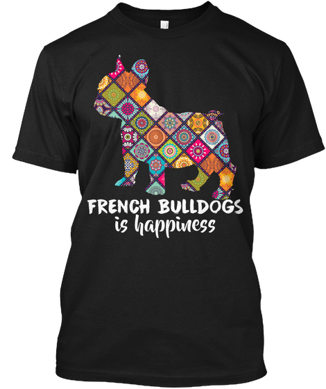 French Bulldogs Black T-Shirt Front