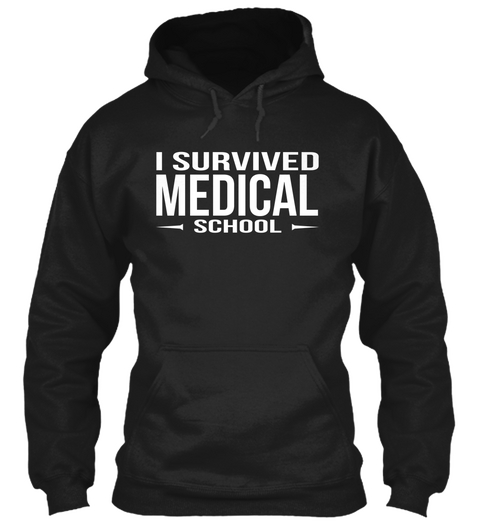 I Survived Medical School Black T-Shirt Front