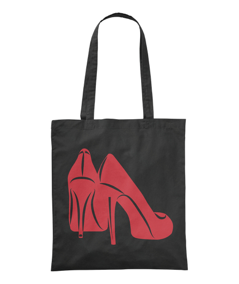 Red Shoes Tote Bag Black T-Shirt Front