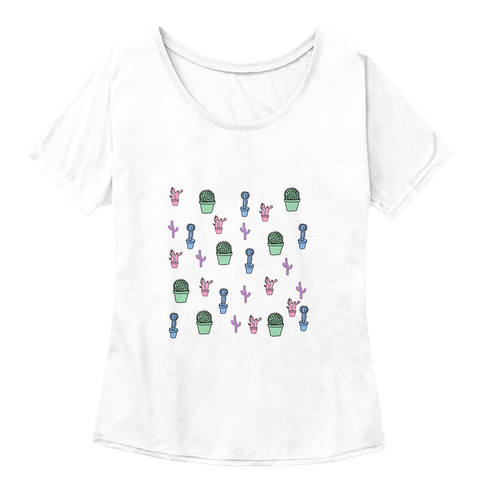 Multi Cactus Slouch T  White  T-Shirt Front