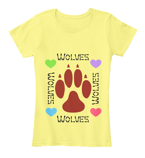 Wolves Wolves Wolves Wolves Lemon Yellow T-Shirt Front