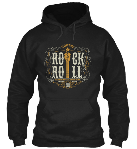 Vintage Rock   Roll 2018 Black T-Shirt Front