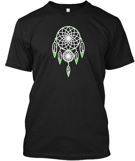 Dream Catcher (Green) Black áo T-Shirt Front