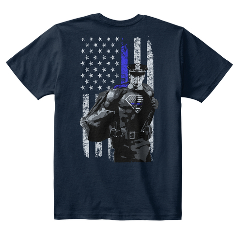 Real Superheroes Bleed Blue! *Kids* New Navy Camiseta Back