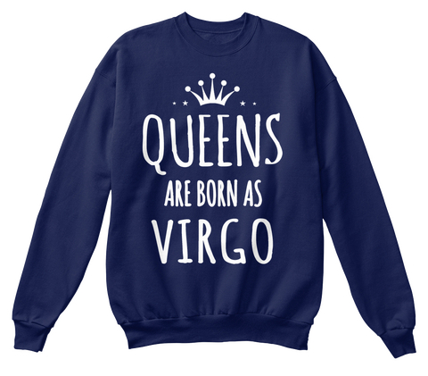 Queens Are Born As Virgo(Zodiac) Navy  áo T-Shirt Front