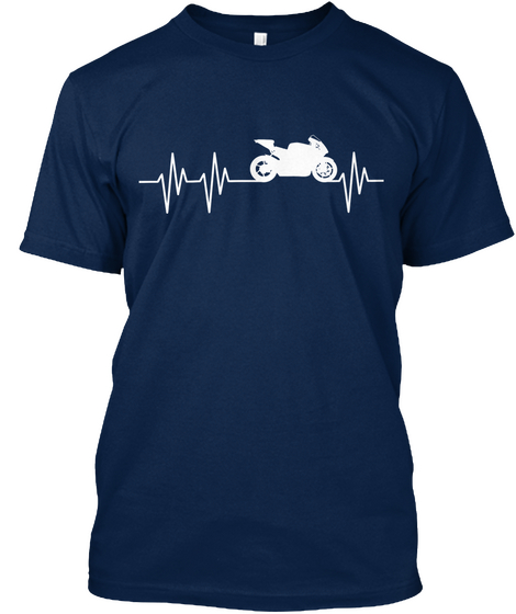 A True Biker's Heartbeat Navy áo T-Shirt Front