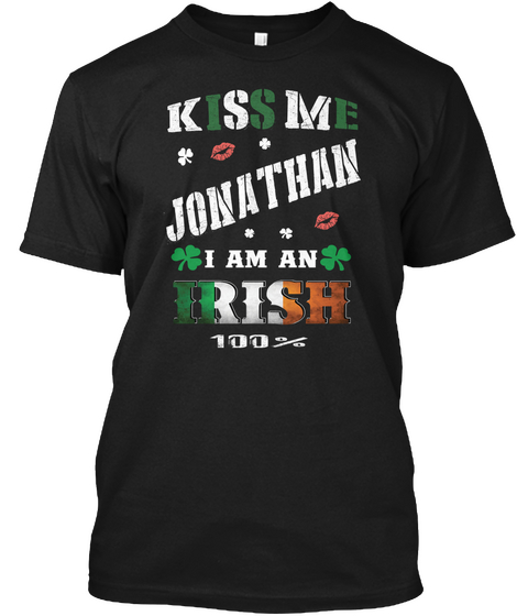 Jonathan Kiss Me I'm Irish Black Camiseta Front