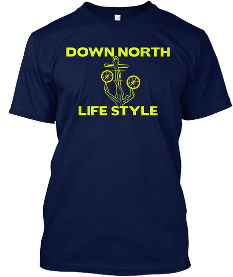 Down North Life Style Navy Maglietta Front