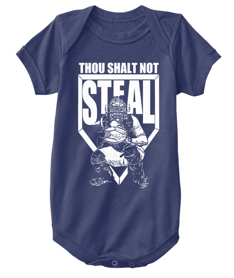 Thou Shalt Not Steal Navy  Maglietta Front