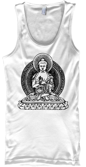 Buddha Unisex Tank Top White T-Shirt Front