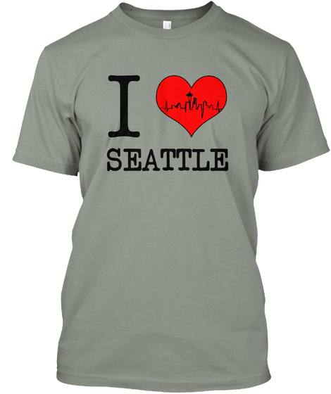 I Love Seattle Grey T-Shirt Front