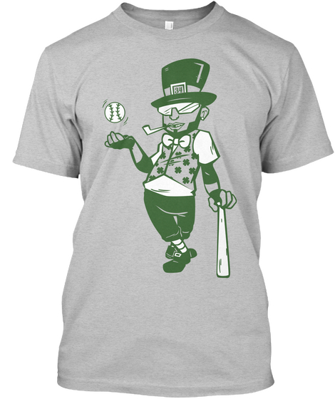 Big Lucky   David Ortiz Children's Fund For St. Patrick's Day  Light Heather Grey  T-Shirt Front