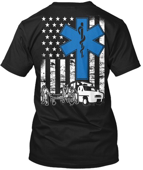 Emt Of America    Blue Version Tees Black T-Shirt Back