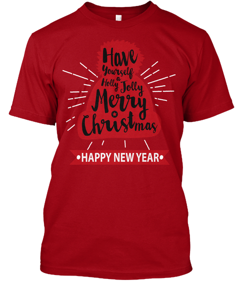 Christmas T Shirts   Happy New Year Deep Red T-Shirt Front