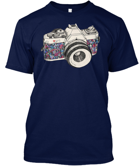 New Photography Camera T Shirt Navy T-Shirt Front