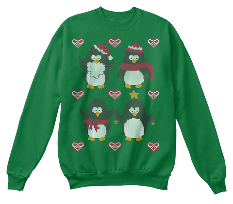 Ugly Christmas Sweater Party : Penguins Kelly Green  T-Shirt Front