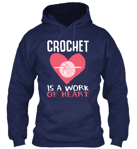 Crochet Is A Work Of Heart Navy Camiseta Front