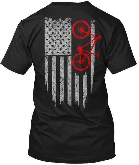 American Mountain Biking Flag Shirt Black T-Shirt Back