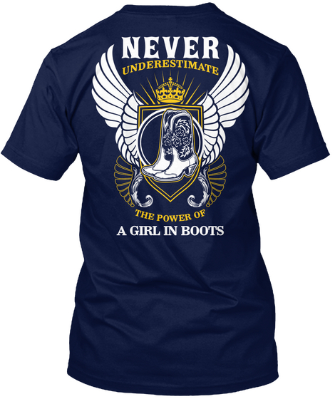 Never Underestimate Navy T-Shirt Back