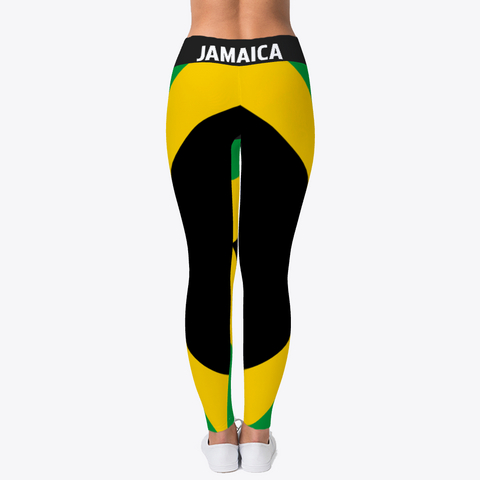 Jamaica Flag  Official  Leggings  Black T-Shirt Back