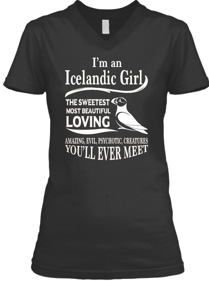 I Am An Icelandic Girl 077 Black T-Shirt Front