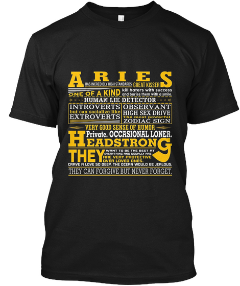 I Am An Aries Funny T Shirt Black T-Shirt Front