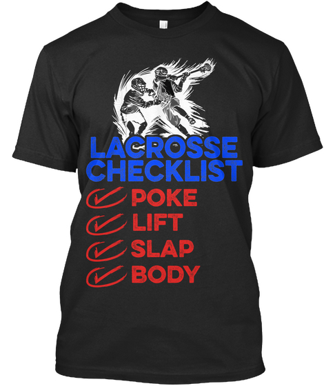 Lacrosse Checklist Black áo T-Shirt Front