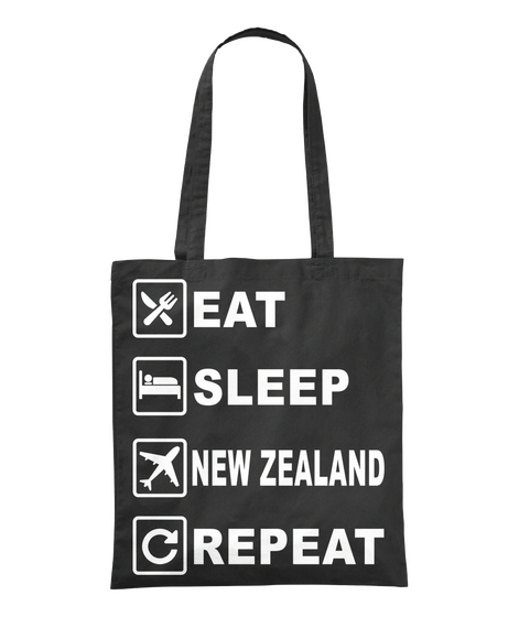 Eat Sleep New Zealand Repeat Black áo T-Shirt Front