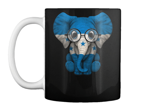 Mug   Baby Elephant With Glasses And Honduran Flag Black Camiseta Front