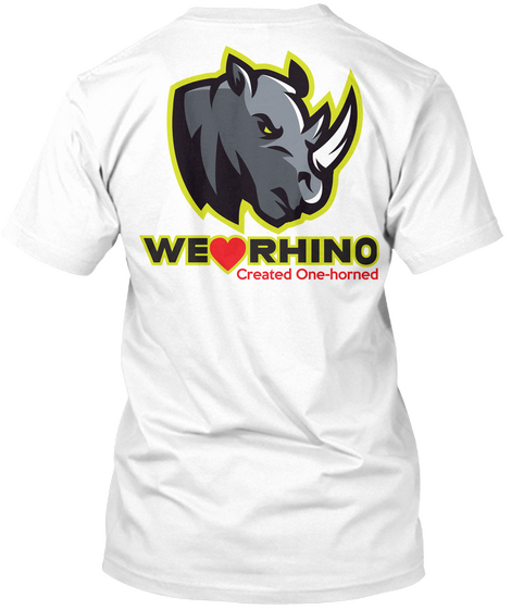 We Love Rhino White áo T-Shirt Back