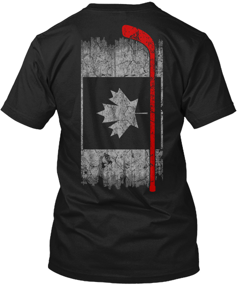 Canadian Hockey Flag Shirt Black T-Shirt Back