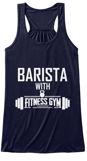 Barista With Fitness Gym. T Shirt Midnight T-Shirt Front