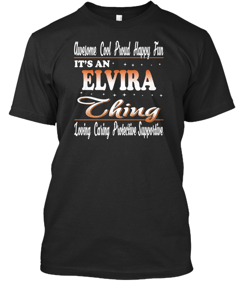    Elvira Thing   Name T Shirt Black T-Shirt Front