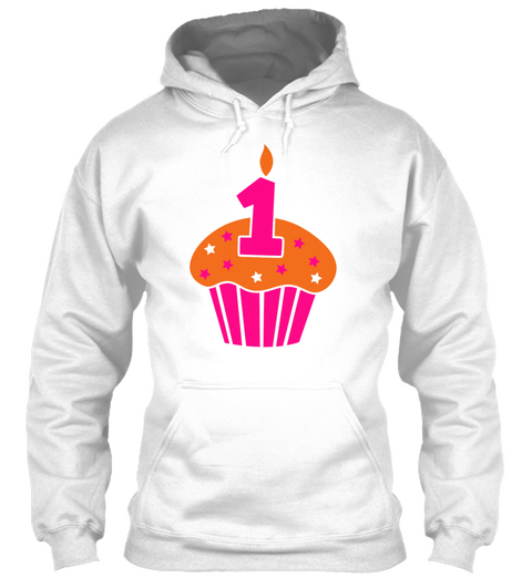 One 1 On A Birthday Cake Cupcake Long Sl White Camiseta Front
