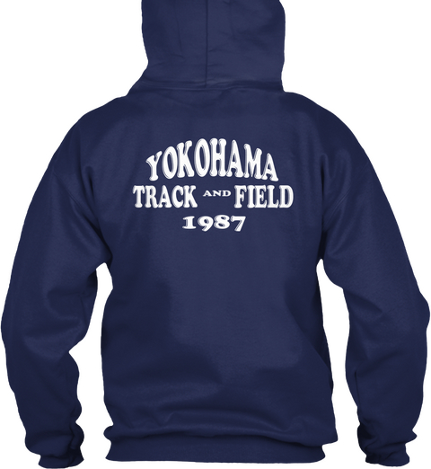 Yokohama Track And Field 1987 Navy T-Shirt Back