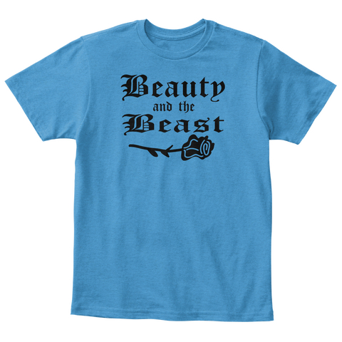 Beauty And The Beast Heathered Bright Turquoise  Camiseta Front