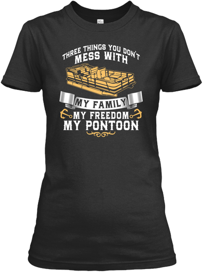 Pontoon Boat Women Shirt Black T-Shirt Front