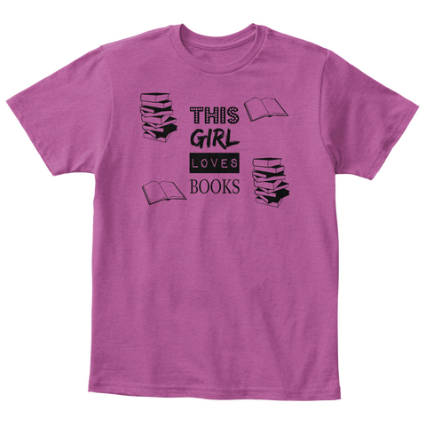 This Girl Loves Books Heathered Pink Raspberry  Camiseta Front