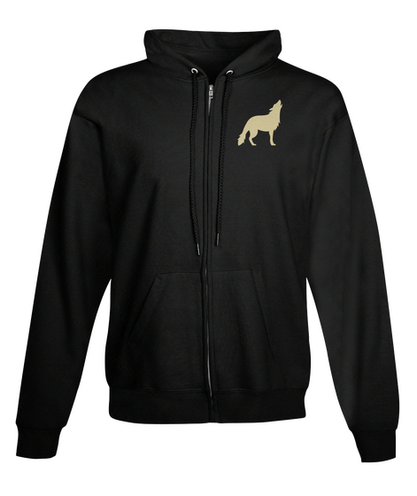 Zip Hoodie Howling Wolf Black áo T-Shirt Front