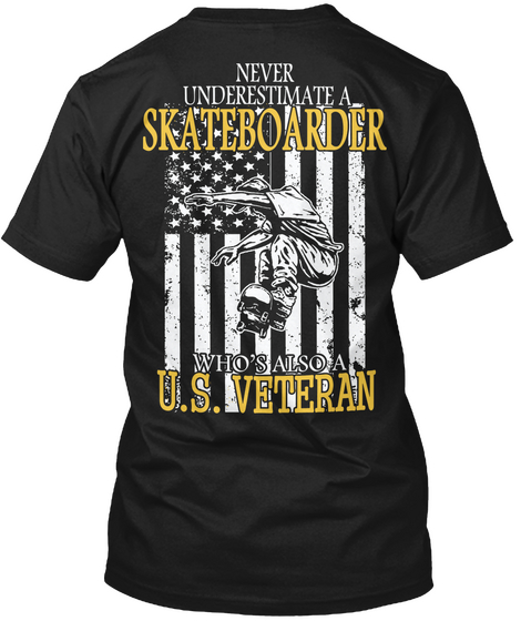 Skateboarder Us Veteran Shirt Black Camiseta Back