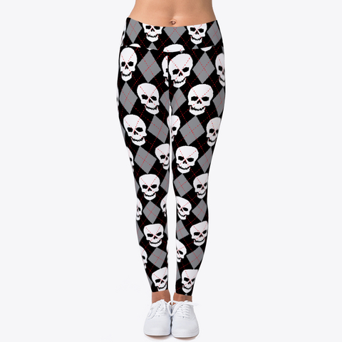 Ugly Sweater Leggings With Skulls Black Maglietta Front