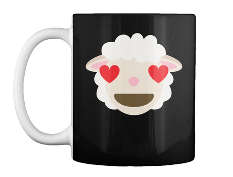 Mug   Sheep Emoji Heart And Love Eyes Black T-Shirt Front