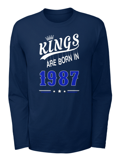 Kings Are Born In 1987 Navy Camiseta Front