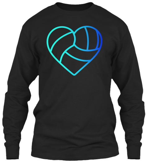 Volleyball Heart Black T-Shirt Front