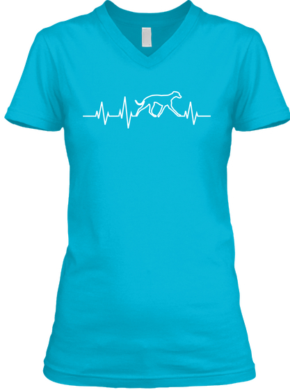 Greyhound Heartbeat   V Necks! Turquoise Kaos Front